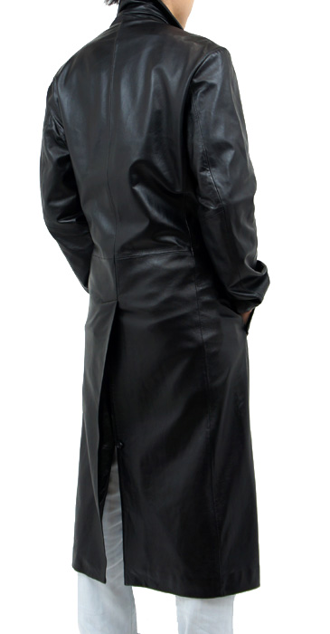 柄デザイン無地MaTaille コート ジャケット 革コート ロングコート 黒色 羊革