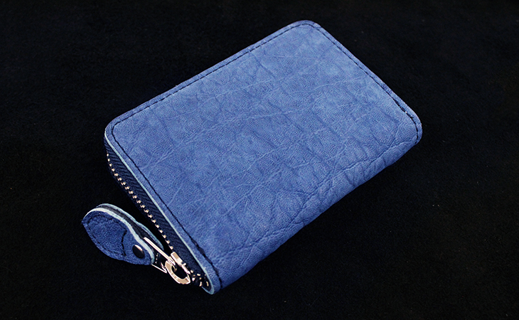 エレファント藍染ラウンドファスナーミニ財布（象革/日本製）